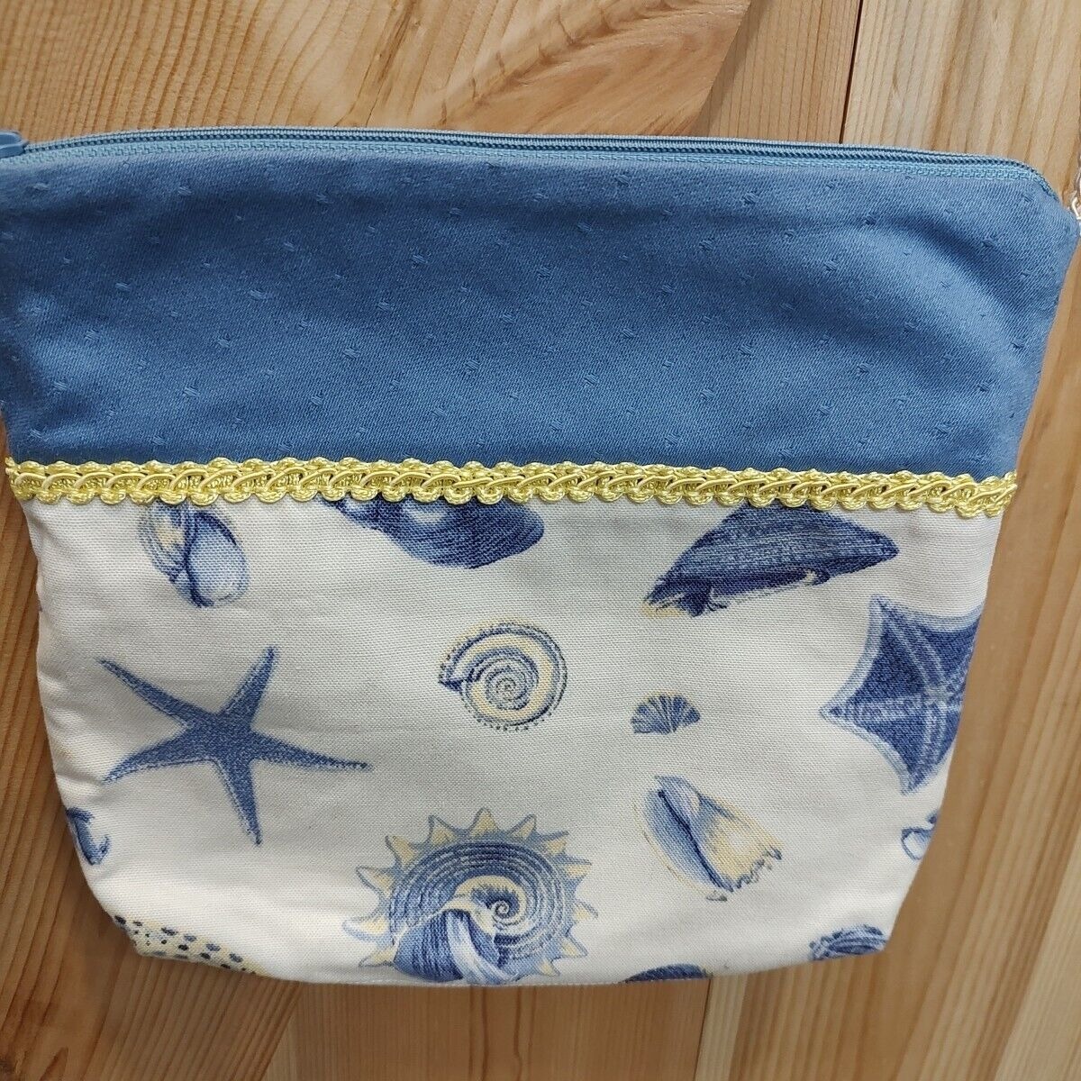 Yellow And Blue Seashells Homemade Cross Body Bag Grandma Core Nautical